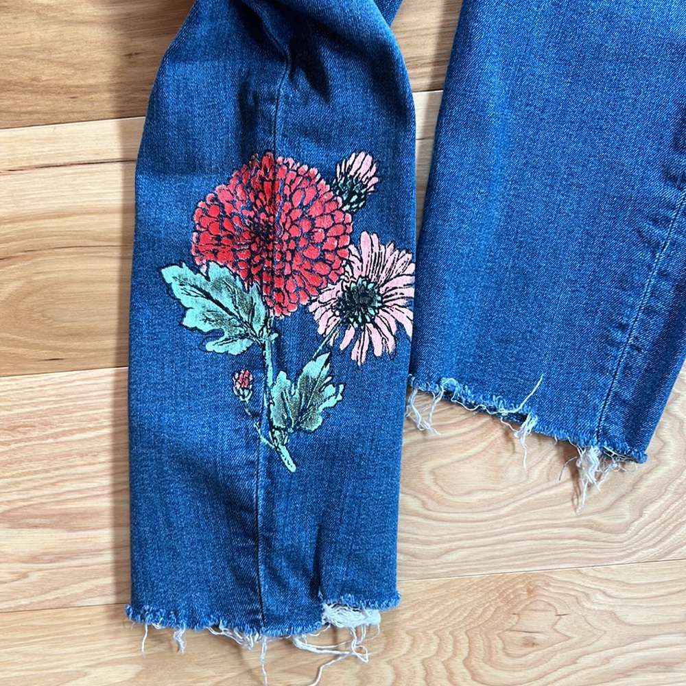 Zara Basic Capris Painted Stretchy Jeans | Size 12 - Picture 6 of 8